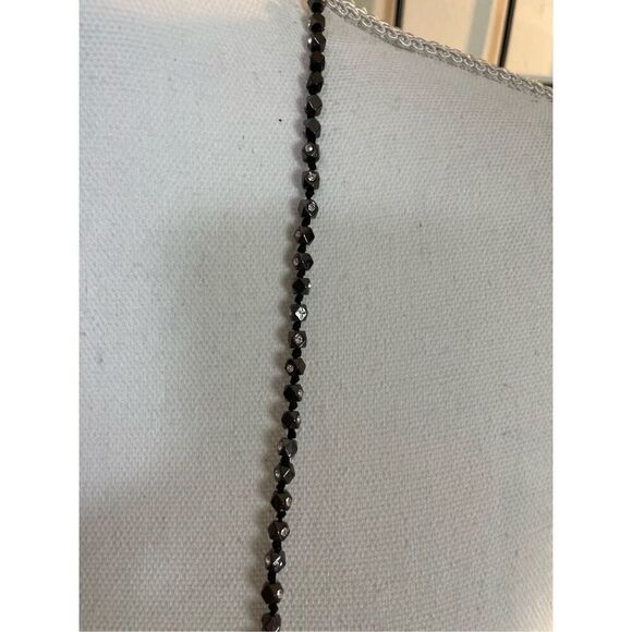 Bundle Set Ann Taylor Rhinestone Black Necklace with Bow Matching Earrings Vinta - Picture 4 of 15